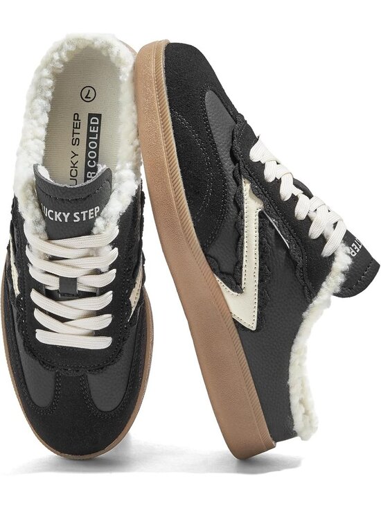Shoes - Women’s Black/White Fashion Backless Casual Open Back Non Slip Retro Sneakers